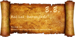 Ballai Bereniké névjegykártya